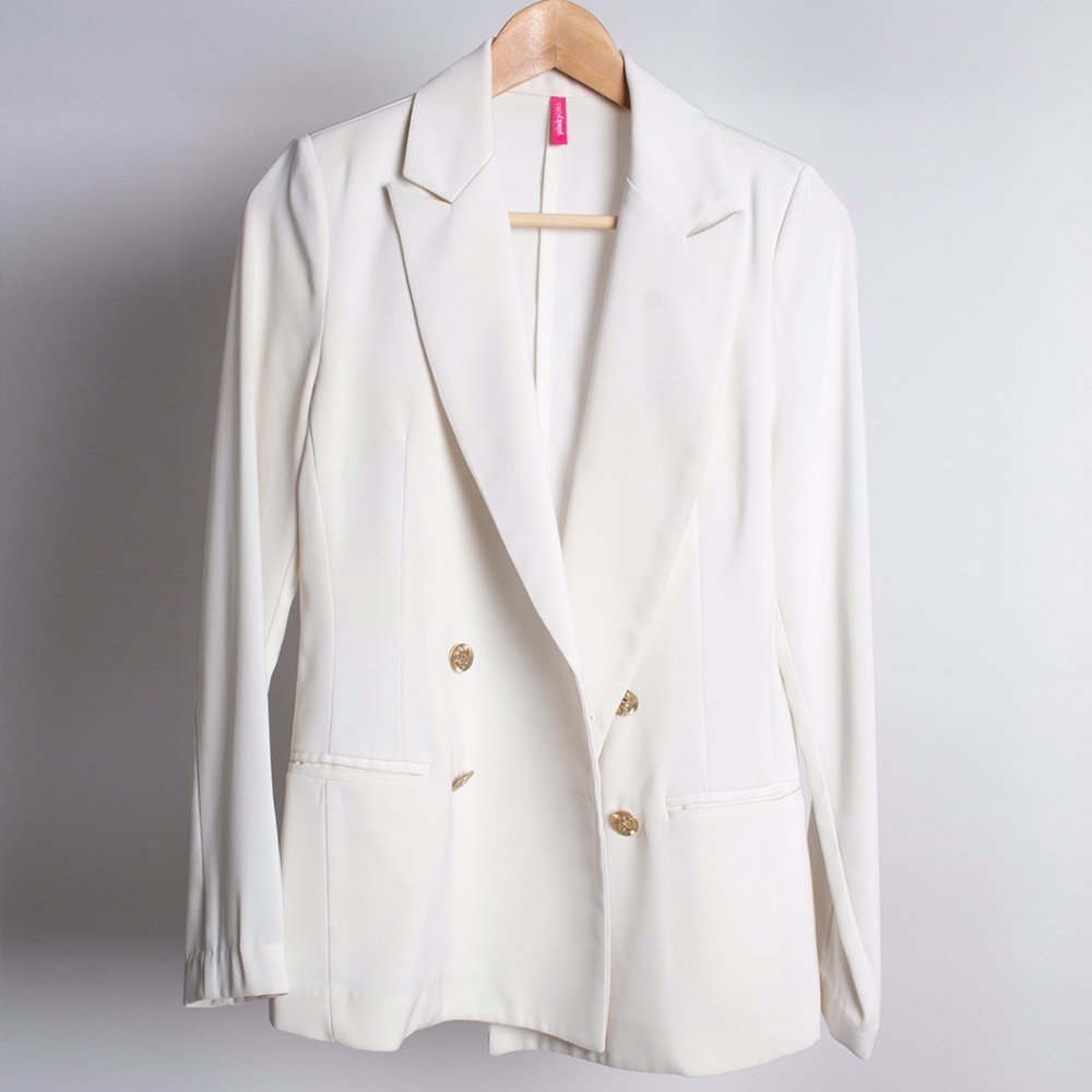COPY - PINKYOTTO White Blazer with Gold Nautical Buttons
